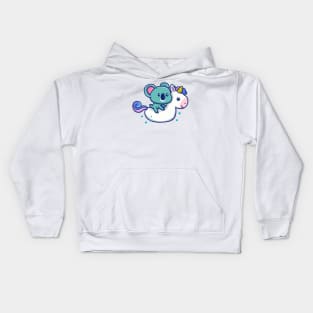 Cute Koala With Swim Ring Unicorn Kids Hoodie